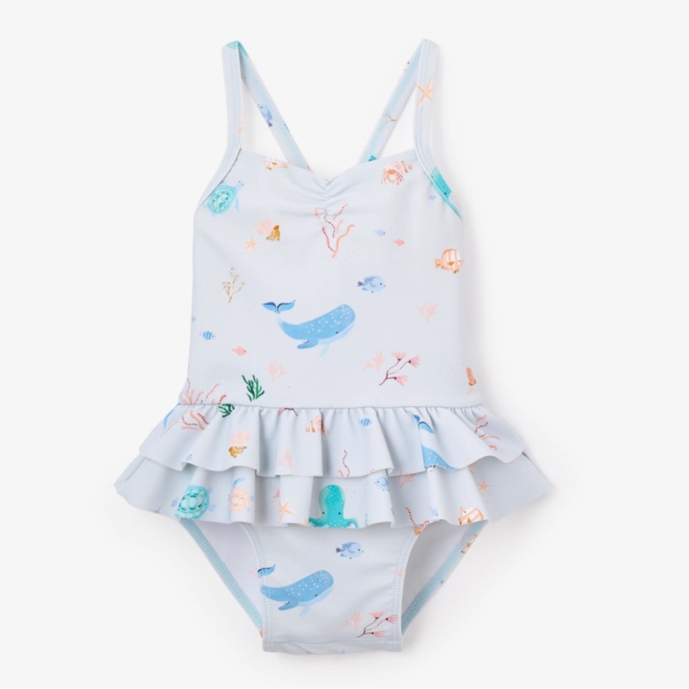 Elegant Baby Blue Ocean Swimsuit 9-12M
